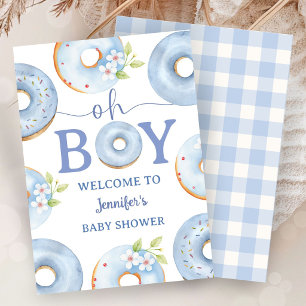 Blauwe Donuts Oh Boy Baby Shower Uitnodiging