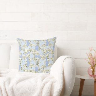 Blauwe Doodle Floral Kussen