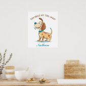 Blauwe Doodle Speelse Pet, Floppy Eared Puppy Dog Poster (Keuken)