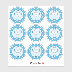 Blauwe doopstickers voor jongens sticker