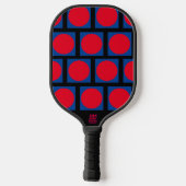 Blauwe doos, rode stip pickleball paddle (Achterkant)
