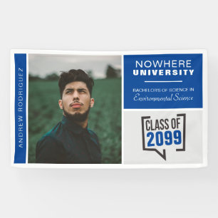 Blauwe dozen en foto-Afstuderen banner