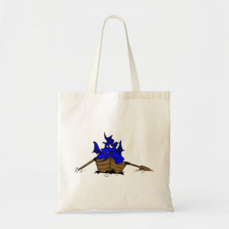 Blauwe draak aan boord tote bag