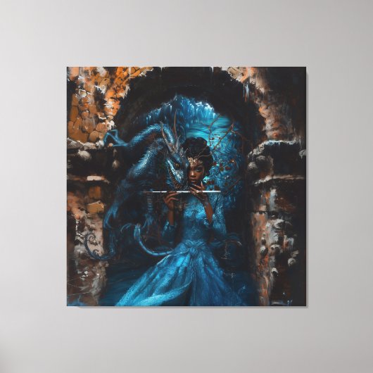 Blauwe draak canvas afdruk (Voorkant)
