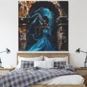 Blauwe draak canvas afdruk (Insitu (Slaapkamer))
