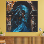 Blauwe draak canvas afdruk (Insitu (Woonkamer))