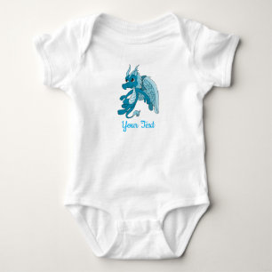 Blauwe Draak Cartoon Baby Rompertje