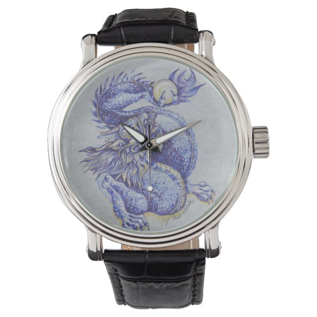 Blauwe draak horloge (Voorkant)