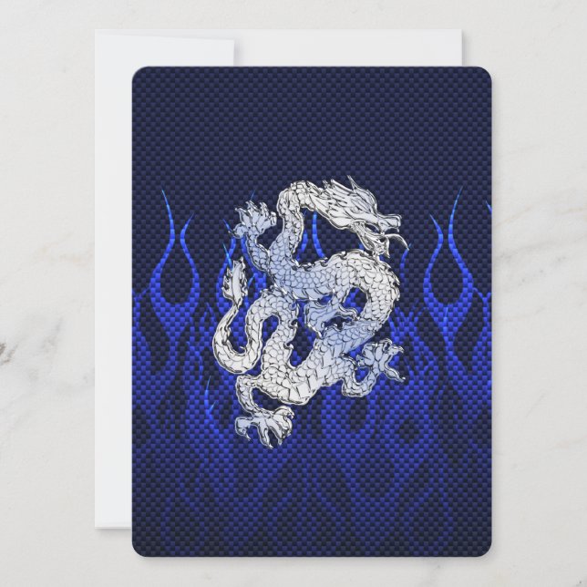 Blauwe draak in koolstofvezelstijlen van Chrome (Voorkant)