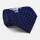 Blauwe draak in koolstofvezelstijlen van Chrome Stropdas (Opgerold)