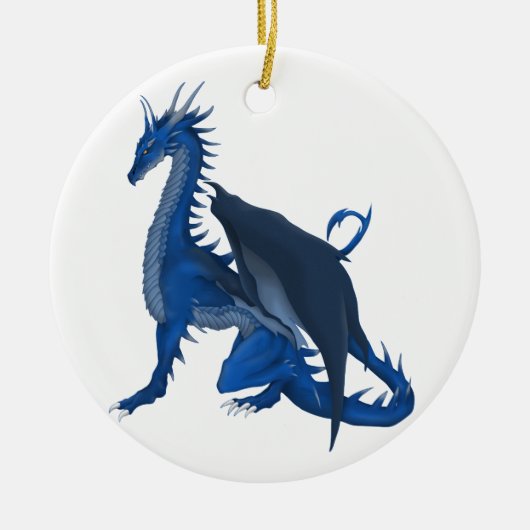 Blauwe draak keramisch ornament (Voorkant)