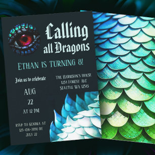 Blauwe Draak Magisch Betoverde Achtste Verjaardag Kaart