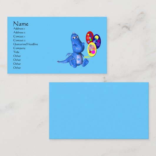 Blauwe draak met ballonnen die het Visitekaartje u (Voorkant / Achterkant)