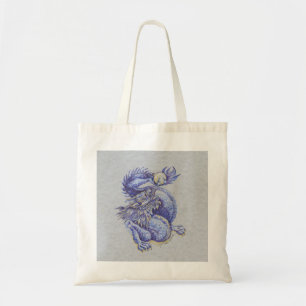 Blauwe draak tote bag
