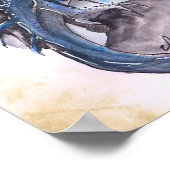 Blauwe draak - waterverven poster (Hoek)