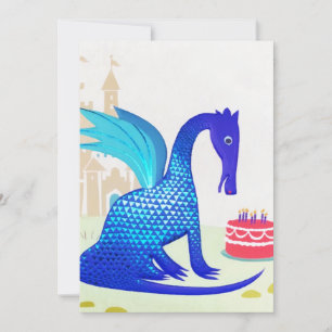 Blauwe dragon Baby Birthday Cake Candles Feestdagenkaart