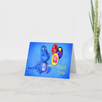 Blauwe dragon Holding ballonnen Hartelijk dank