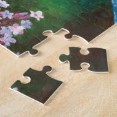 Blauwe dragonfly die op wilde knoflook rust legpuzzel (Zijkant)