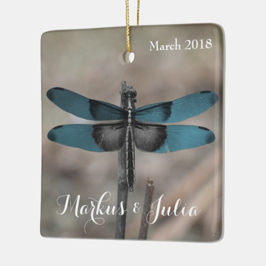 Blauwe dragonfly-keramisch sieraad keramisch ornament (Links)