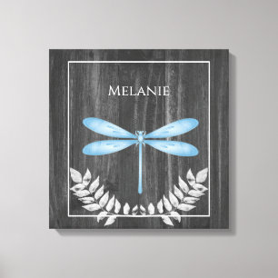 Blauwe dragonfly Rustic Canvas afdrukken