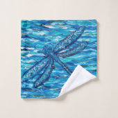 Blauwe dragonvliesschildering bad handdoek (Wasdoekje)