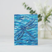 Blauwe dragonvliesschildering briefkaart (Staand voorkant)
