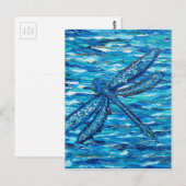 Blauwe dragonvliesschildering briefkaart (Voorkant / Achterkant)