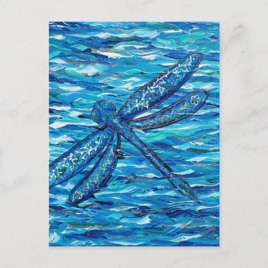Blauwe dragonvliesschildering briefkaart (Voorkant)