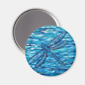 Blauwe dragonvliesschildering magneet (Voorkant / Achterkant)