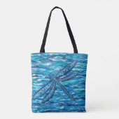 Blauwe dragonvliesschildering tote bag (Achterkant)