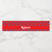 Blauwe draken op rood waterfles etiket (Enkel label)