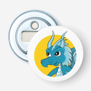 Blauwe drakencartoon button flesopener
