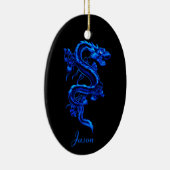 Blauwe drakenornament keramisch ornament (Rechts)