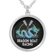 Blauwe drakenplank met verzilverd Ketting