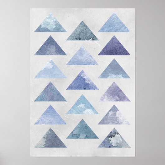 Blauwe driehoeken poster (Voorkant)