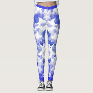 Blauwe drijvende harten leggings
