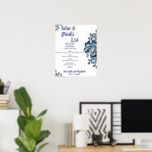 Blauwe Drinken lijst Bridal Wedding Poster (Thuiskantoor)