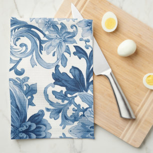 Blauwe Dromen   Bloemenschildering Chinoiserie Theedoek
