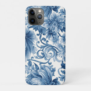 Blauwe Dromen   Bloemige Aquarel Chinoiserie iPhone 11 Pro Hoesje