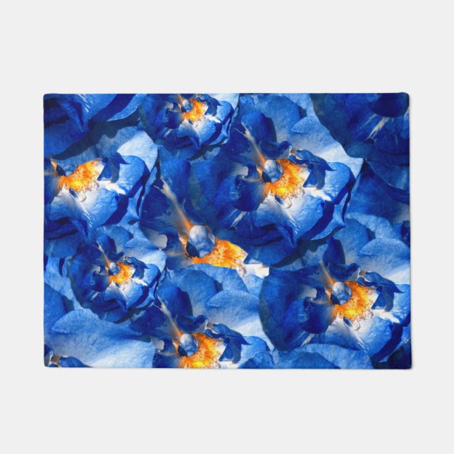 Blauwe droom, Rozen Floral Pattern Deurklep Deurmat (Voorkant)