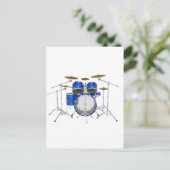 Blauwe drumkit: briefkaart (Staand voorkant)