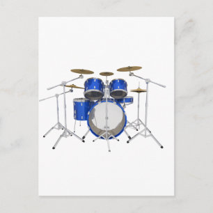 Blauwe drumkit: briefkaart