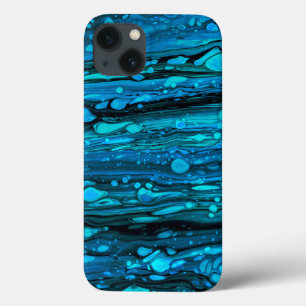 Blauwe druppels Acrylkleurstof Abstracte vloeibaar iPhone 13 Hoesje