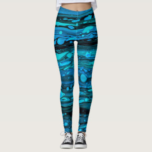 Blauwe druppels Acrylkleurstof Abstracte vloeibaar Leggings