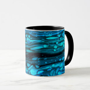 Blauwe druppels Acrylkleurstof Abstracte vloeibaar Mok