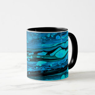 Blauwe druppels Acrylkleurstof Abstracte vloeibaar Mok