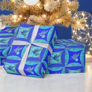 Blauwe duif in het gat in de deur cadeaupapier