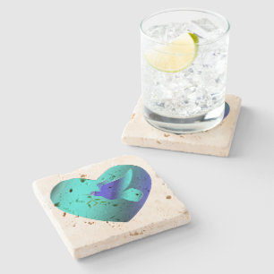 Blauwe duif van het hemelhart stenen onderzetter