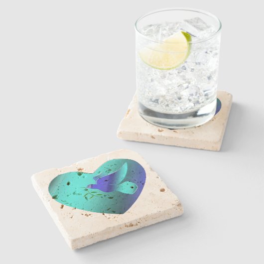 Blauwe duif van het hemelhart stenen onderzetter (Zijkant)