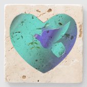 Blauwe duif van het hemelhart stenen onderzetter (Voorkant)